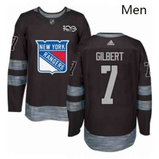 Mens Adidas New York Rangers 7 Rod Gilbert Authentic Black 1917 2017 100th Anniversary NHL Jersey